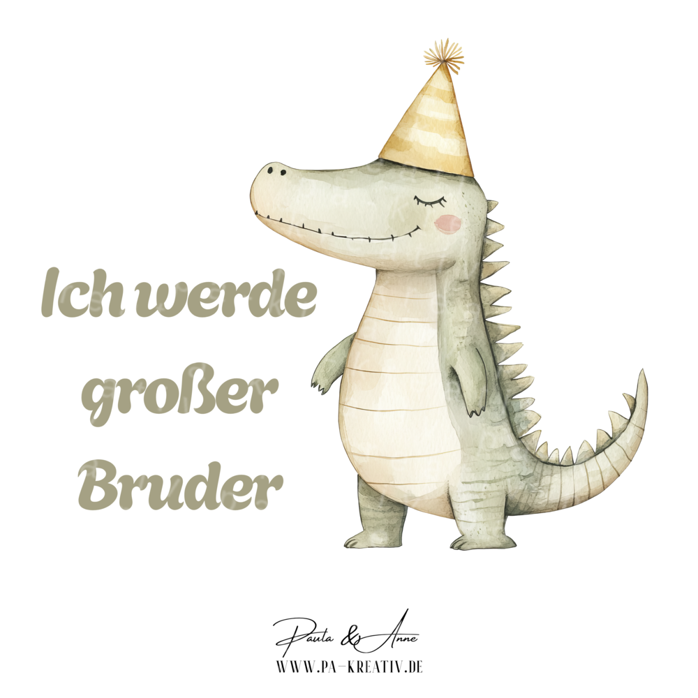 "Ich werde Großer Bruder" Krokodil Bügelbild