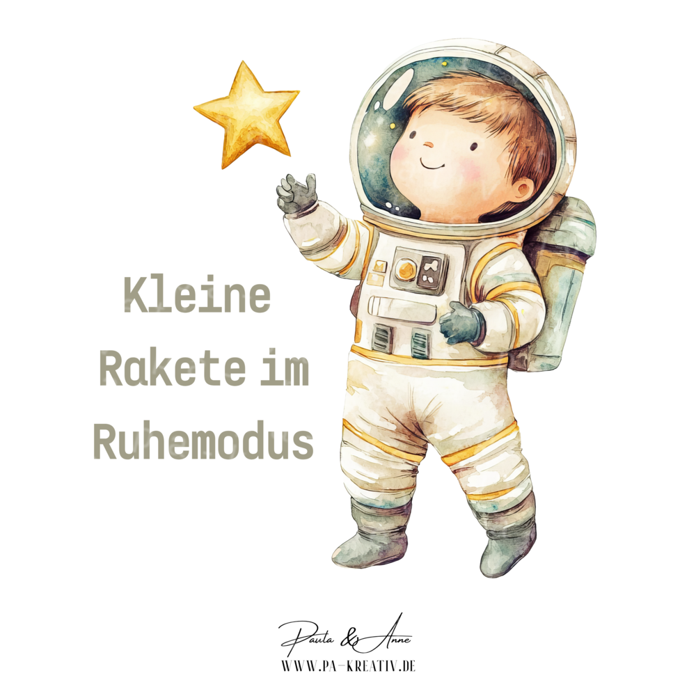 "Kleine Rakete im Ruhemodus" Astronaut Bügelbild