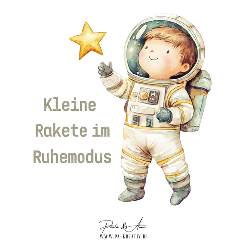 "Kleine Rakete im Ruhemodus" Astronaut Bügelbild