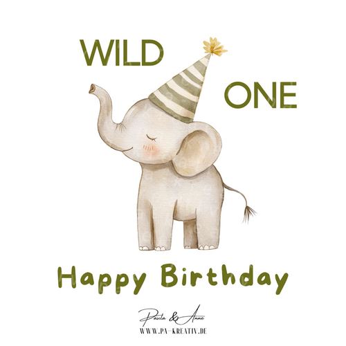 "WILD ONE" Elefant Bügelbild