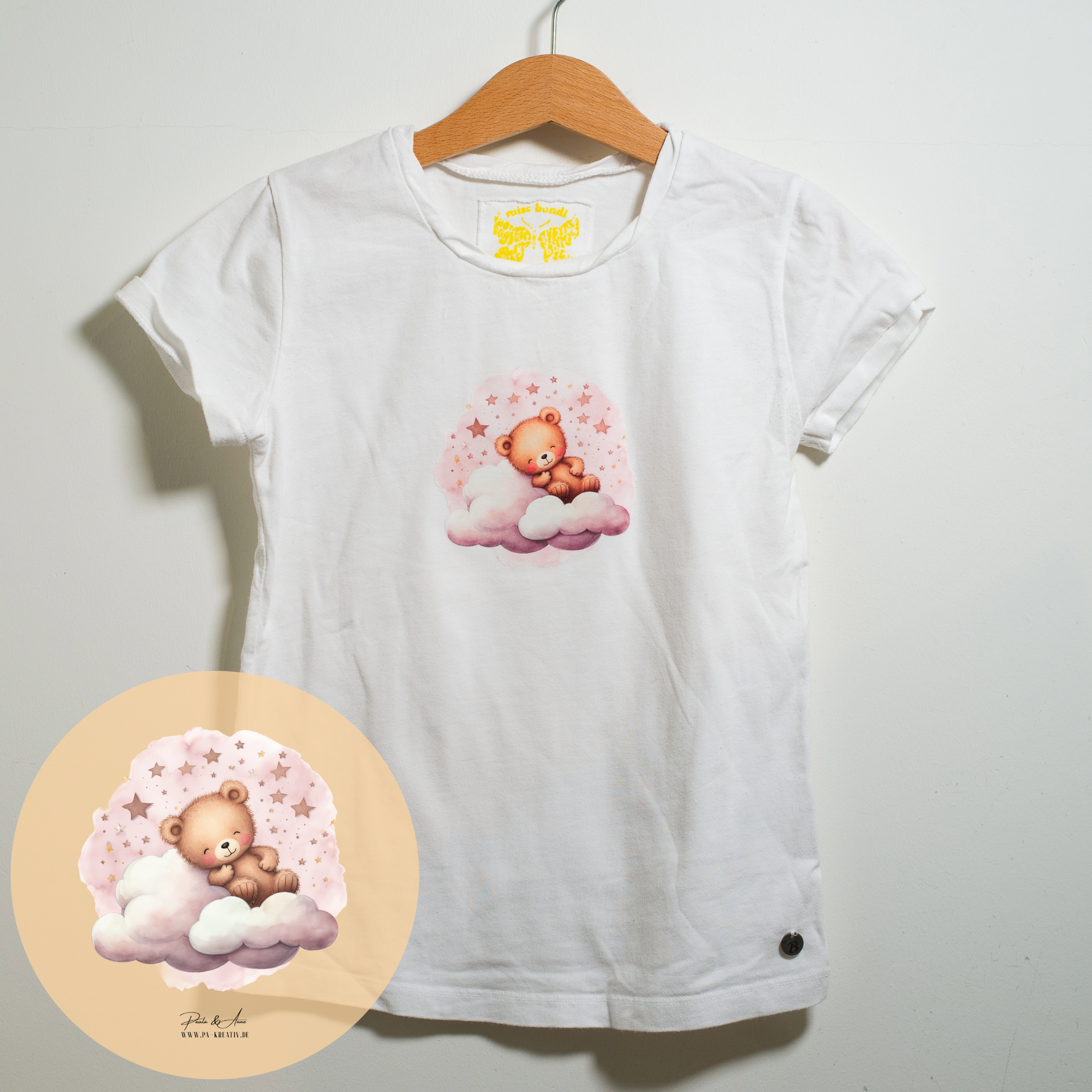 Wolkenteddy in Rosa Bügelbild