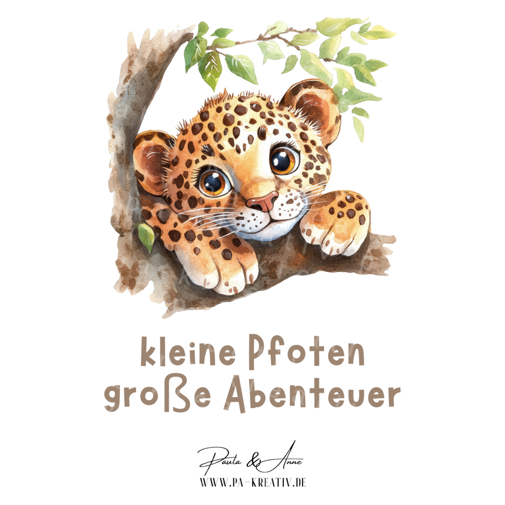 Leopardenjunges "kleine Pfoten Große Abenteuer" Bügelbild