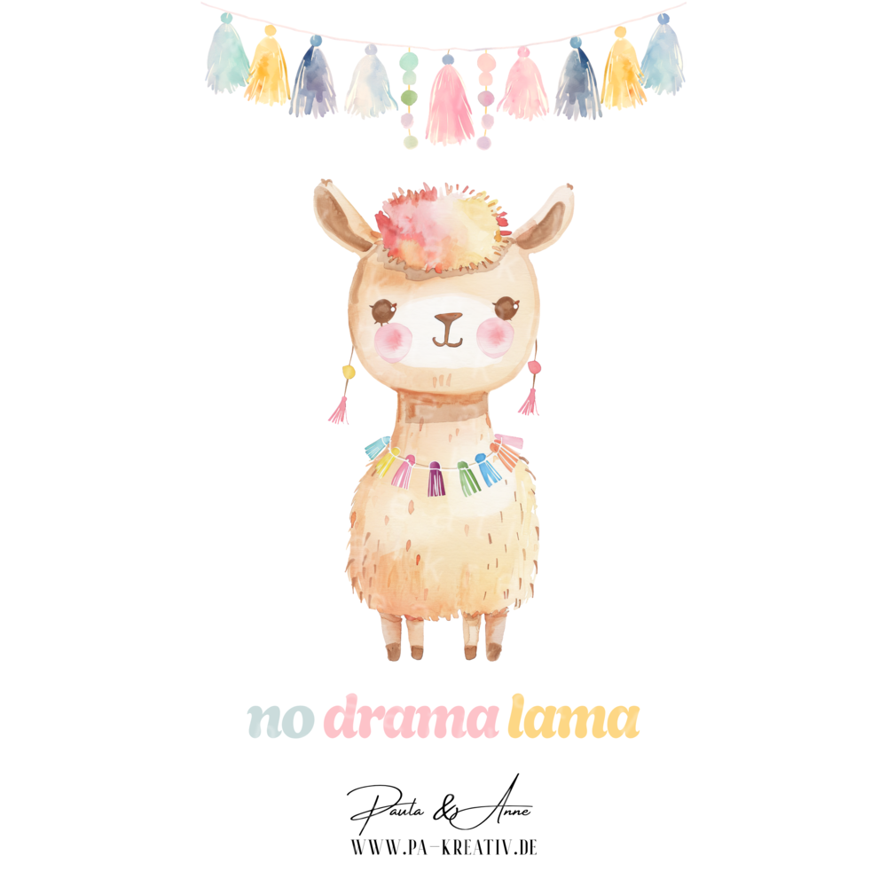 "No Drama Lama" Bügelbild