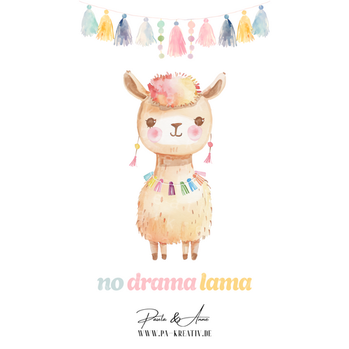 "No Drama Lama" Bügelbild